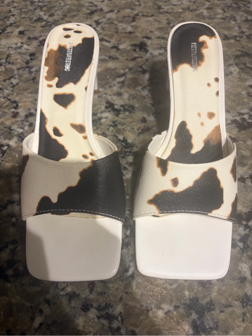 New PrettyLittleThing Cow Print Heels